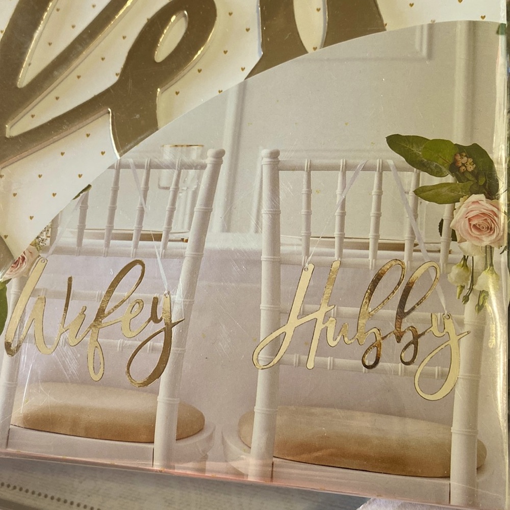 Wedding chair signs.